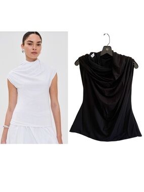Rosetta Getty Twist Neck Top Black Classic